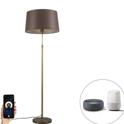 Smart vloerlamp brons met bruine kap 45 cm incl. Wifi A60 - Parte