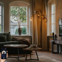Smart vloerlamp goud 193 cm 3-lichts incl. 3 Wifi P45 - Botanica