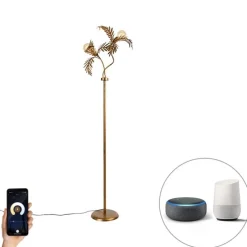 Smart vloerlamp goud 187 cm incl. 2 Wifi G95 - Botanica