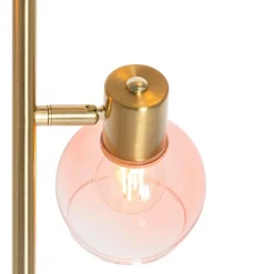 Smart vloerlamp goud met roze glas 3-lichts incl. 3 Wifi P45 - Vidro