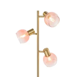 Smart vloerlamp goud met roze glas 3-lichts incl. 3 Wifi P45 - Vidro