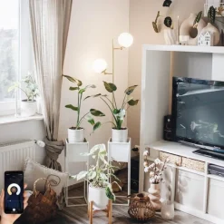 Smart vloerlamp goud met mat glas incl. 2 Wifi P45 - Pallon