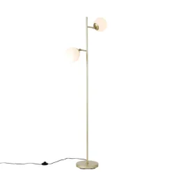 Smart vloerlamp goud met mat glas incl. 2 Wifi P45 - Pallon
