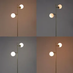 Smart vloerlamp goud met mat glas incl. 2 Wifi P45 - Pallon