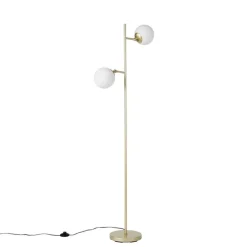 Smart vloerlamp goud met mat glas incl. 2 Wifi P45 - Pallon