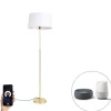 Smart vloerlamp goud met linnen kap wit 45 cm incl. Wifi A60 - Parte