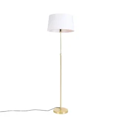 Smart vloerlamp goud met linnen kap wit 45 cm incl. Wifi A60 - Parte