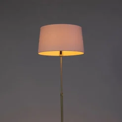 Smart vloerlamp goud met linnen kap wit 45 cm incl. Wifi A60 - Parte