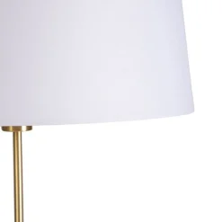 Smart vloerlamp goud met linnen kap wit 45 cm incl. Wifi A60 - Parte