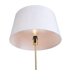 Smart vloerlamp goud met linnen kap wit 45 cm incl. Wifi A60 - Parte