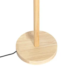 Smart vloerlamp hout met linnen kap naturel 32 cm incl. Wifi A60 - Mels