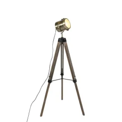 Smart vloerlamp tripod hout met studiospot incl. Wifi B35- Braha