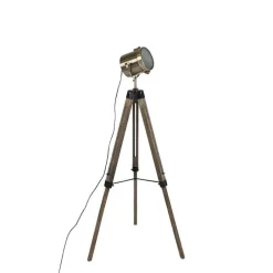 Smart vloerlamp tripod hout met studiospot incl. Wifi B35- Braha