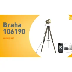 Smart vloerlamp tripod hout met studiospot incl. Wifi B35- Braha