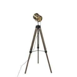 Smart vloerlamp tripod hout met studiospot incl. Wifi B35- Braha