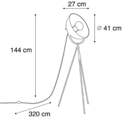 Smart vloerlamp tripod zwart incl. Wifi A60 - Magna 40 Eglip