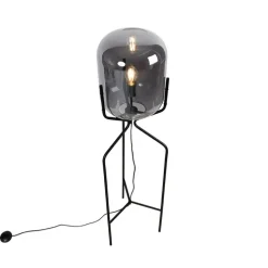 Smart vloerlamp zwart incl. WiFi A60 smoke glas - Bliss