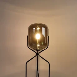 Smart vloerlamp zwart incl. WiFi A60 smoke glas - Bliss