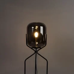 Smart vloerlamp zwart incl. WiFi A60 smoke glas - Bliss