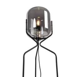 Smart vloerlamp zwart incl. WiFi A60 smoke glas - Bliss
