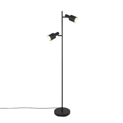 Smart vloerlamp zwart incl. 2 Wifi A60 - Stijn