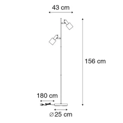 Smart vloerlamp zwart incl. 2 Wifi A60 - Stijn