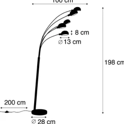 Smart vloerlamp zwart 5-lichts incl. Wifi B35 - Sixties