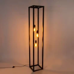 Smart vloerlamp zwart 3-lichts incl. Wifi G95 - Big Cage