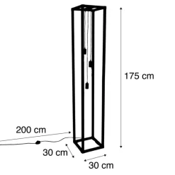 Smart vloerlamp zwart 3-lichts incl. Wifi G95 - Big Cage