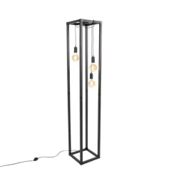 Smart vloerlamp zwart 3-lichts incl. Wifi G95 - Big Cage