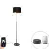 Smart vloerlamp zwart met velours kap zwart 35 cm incl. Wifi A60 - Parte