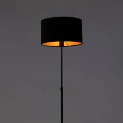 Smart vloerlamp zwart met velours kap zwart 35 cm incl. Wifi A60 - Parte