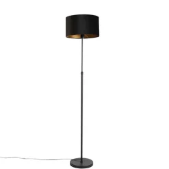 Smart vloerlamp zwart met velours kap zwart 35 cm incl. Wifi A60 - Parte