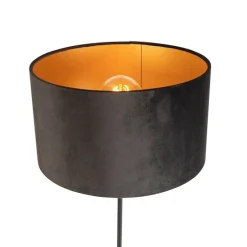 Smart vloerlamp zwart met velours kap zwart 35 cm incl. Wifi A60 - Parte