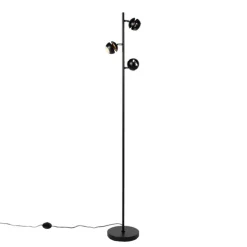 Smart vloerlamp zwart met gouden binnenkant incl. 3 Wifi GU10 - Buell