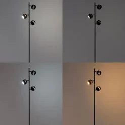 Smart vloerlamp zwart met gouden binnenkant incl. 3 Wifi GU10 - Buell