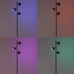 Smart vloerlamp zwart met gouden binnenkant incl. 3 Wifi GU10 - Buell