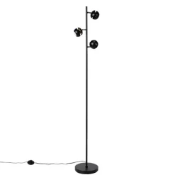 Smart vloerlamp zwart met gouden binnenkant incl. 3 Wifi GU10 - Buell