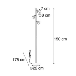 Smart vloerlamp zwart met gouden binnenkant incl. 3 Wifi GU10 - Buell