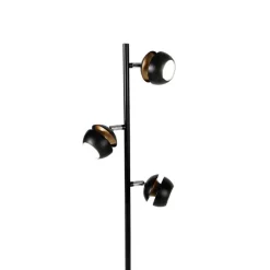Smart vloerlamp zwart met gouden binnenkant incl. 3 Wifi GU10 - Buell