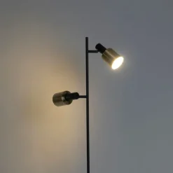 Smart vloerlamp zwart met goud incl. 2 Wifi A60 - Stijn