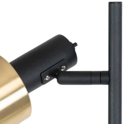 Smart vloerlamp zwart met goud incl. 2 Wifi A60 - Stijn