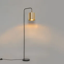 Smart vloerlamp zwart met goud incl. Wifi A60 - Lofty