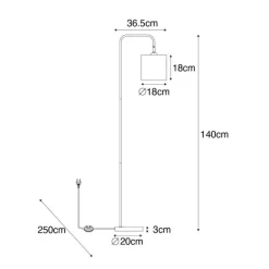 Smart vloerlamp zwart met goud incl. Wifi A60 - Lofty