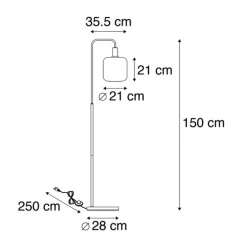 Smart vloerlamp zwart met goud en smoke glas incl. Wifi A60 - Zuzanna