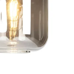 Smart vloerlamp zwart met goud en smoke glas incl. Wifi A60 - Zuzanna