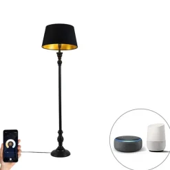 Smart vloerlamp zwart met kap zwart met goud 45 cm incl. Wifi A60 - Classico