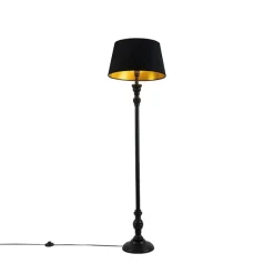 Smart vloerlamp zwart met kap zwart met goud 45 cm incl. Wifi A60 - Classico