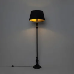 Smart vloerlamp zwart met kap zwart met goud 45 cm incl. Wifi A60 - Classico