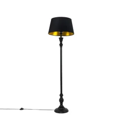Smart vloerlamp zwart met kap zwart met goud 45 cm incl. Wifi A60 - Classico
